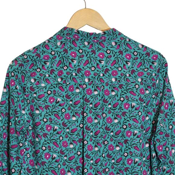 Sundance Floral Joy Button Down Shirt Long Sleeve Blue Purple Green Boho Size S - Picture 9 of 15